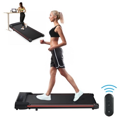 HFYee Walking Pad 300 LB Capacity with LED Display and 2.5HP Silent Motor, Under Desk Treadmill 2-in-1 Design Portable Treadmill for Home, Black Red
