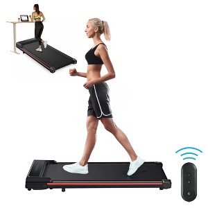 HFYee Walking Pad 300 LB Capacity with LED Display and 2.5HP Silent Motor, Under Desk Treadmill 2-in-1 Design Portable Treadmill for Home, Black Red - 1 of 4