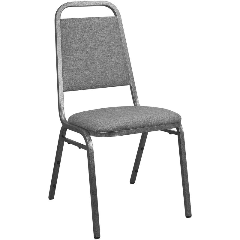 Emma and Oliver Charcoal Gray Fabric-Padded Banquet Stackable Chairs, 1 of 4
