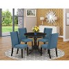 HomeStock 5-Piece Round Wirebrushed Black Finish Solid Wood Top Dining table with 4-Chairs - 2 of 4