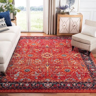 Antique Patina Orange & Navy 8' x 10' Synthetic Area Rug