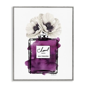 Stupell Industries Glam Perfume Purple Watercolor Effect Flower Blossom Black Framed Giclee Art - 1 of 4