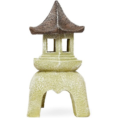 Juvale Outdoor Pagoda Candles Lantern Statue for Home and Garden, 8.5 x 16.5 In