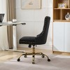 Tufted Velvet Swivel Office Chair with Adjustable Seat Height 19.7–22.4 in for Home Workspace -3irtyhousy - 3 of 4