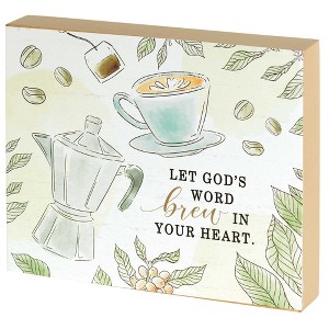 Dicksons Let God's Word Brew in Your Heart 10 x 8 MDF Wall Tabletop Sign Plaque - 1 of 3