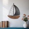 Sagebrook Home 19" Metal Boat Wall Decor - Brown and Charcoal Gray Contemporary Rustic Coastal Decorative Accent - 2 of 4