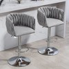 Kumasinova Adjustable Counter Height Bar Stools Set of 2, 360° Swivel Bar Stools with Woven Back & Footrest, Silver Chromed Bar Stools - 2 of 4