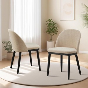Upholstered Dining Chairs Set of 2, Modern Fabric Dining Room Kitchen Side Chair with Padded Seat and Wood Legs for Restaurant/Cafe - 1 of 4