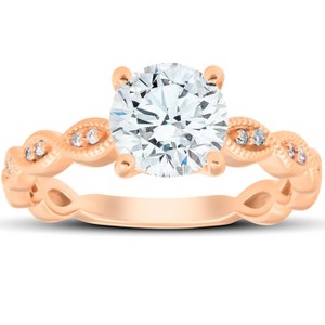 Pompeii3 2 1/10Ct Diamond & Moissanite Vintage Engagement Ring 14k Rose Gold - 1 of 4