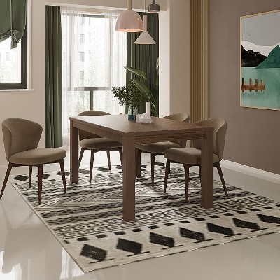 NicBex 63" Solid Wood Rectangular Dining Table Kitchen Table with Wood Legs for 6 for Dining Room