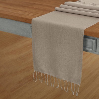 Solino Home Twisted Fringe Linen Tassels Table Runner