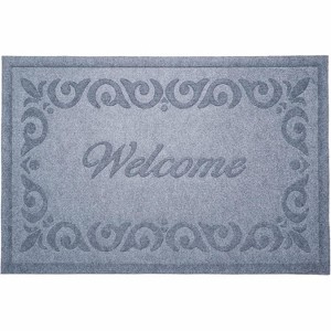 HomeRoots 18" X 30" Gray Scrollwork Border Welcome Outdoor Polypropylene Door Mat - 1 of 4