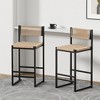 OUTSUPPLY 2 Pcs Bar Stools, Height Handwoven Stools with Footrest, Metal Frame for Kitchen Island, Dining Room, Cafe - 2 of 4
