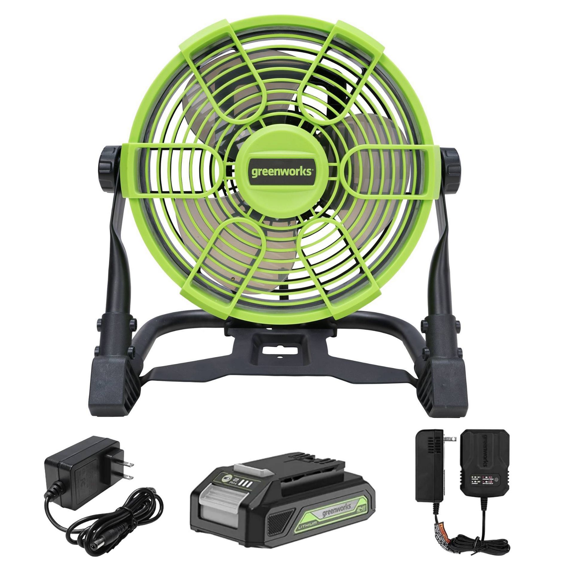 Greenworks POWERALL 24V 10" Cordless Hybrid Fan with 2.0Ah Battery and Charger