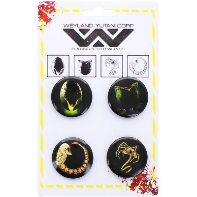  Nerd Block Aliens Buttons Pin Set of 4 