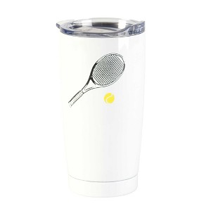 Dicksons SSTUMW-134 White Tennis 20 ounce Stainless Steel Travel Tumbler Mug with Lid, Play Hard Pray Harder - 1 of 3