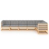 vidaXL 7 Piece Patio Lounge Set with Cushions Solid Wood Pine - Natural With Cushion - 3 of 4