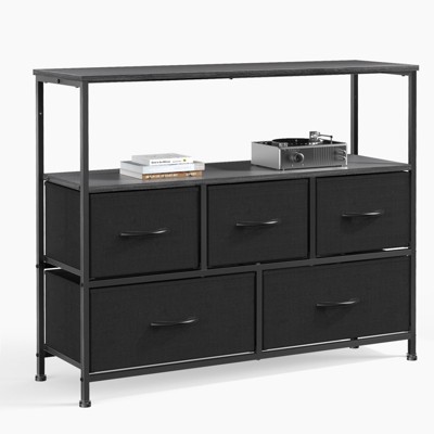 CENGHU Chest of Drawers Dresser for Bedroom, Closet Organizer and Storage with 5 Fabric Drawers Metal Frame and Wooden Top,  Ajustable Feet