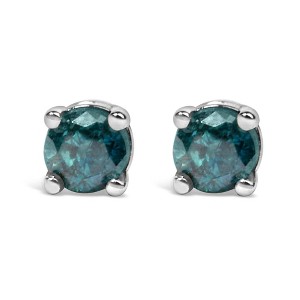 Haus of Brilliance Silver 0.15 Cttw Round Brilliant-Cut Diamond Classic 4-Prong Stud Earrings - 1 of 4