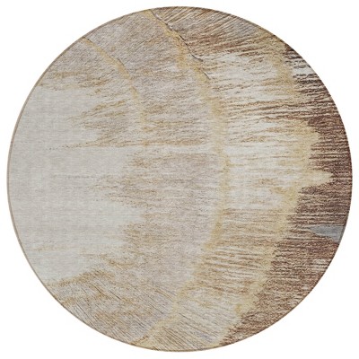 Brown Beige And Taupe Abstract Washable Indoor Outdoor Area Rug