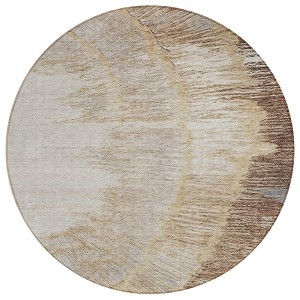 Brown Beige And Taupe Abstract Washable Indoor Outdoor Area Rug - 1 of 4
