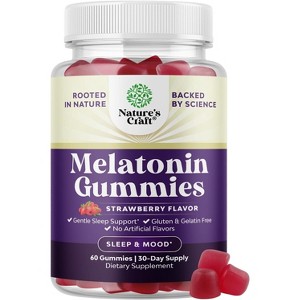 Melatonin 5mg Natural Sleep Aid Gummies, Blackberry Flavor, Nature's Craft, 60ct - 1 of 3