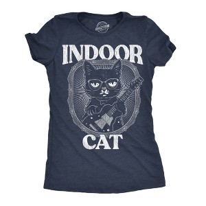 Womens Indoor Cat Funny T Shirt Introvert Sarcastic Tee For Ladies - Crazy Dog Women's T Shirt - 1 of 4