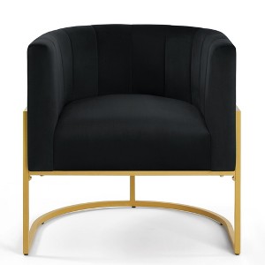 Ridstar Modern Accent Chair with Curve Backrest For Living Room & Dining Room-Black - 1 of 4
