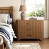 Tribesigns Wide Nightstand with 3 Drawers, Modern Oversized Bedside Table for Bedroom, with Fluted Striped Panel & Closed Back, Deep Brown - 3 of 4
