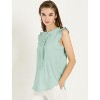 INSPIRE CHIC Women's Ruffled Curved Hem Business Office Vintage Sleeveless Blouse - 4 of 4