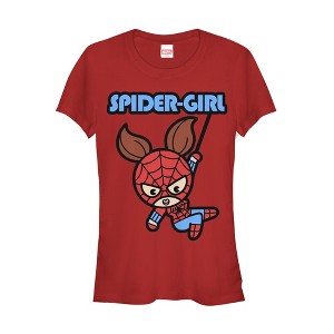 Juniors Womens Marvel Cartoon Kawaii Spider-Girl T-Shirt - 1 of 3