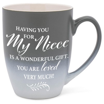 Elanze Designs My Niece You Are Loved Two Toned Ombre Matte Grey and White 12 ounce Ceramic Stoneware Coffee Cup Mug