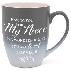 Elanze Designs My Niece You Are Loved Two Toned Ombre Matte Grey and White 12 ounce Ceramic Stoneware Coffee Cup Mug - 1 of 4