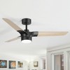 Airsurfer 52" Modern Ceiling Fan with 22W LED Light, 3-Blade Black and Wood Finish, Remote Control, Quiet Motor for Living Room, Bedroom, or Kitchen - 4 of 4