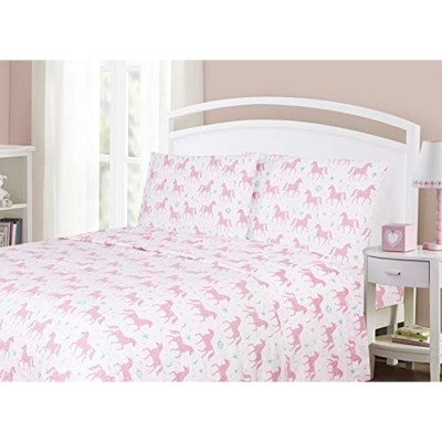 Pink Unicorn Full Microfiber 4-Piece Bed Sheet Set