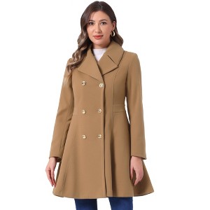 INSPIRE CHIC Women's Winter Long Lapel Collar Double Breast Coats - 1 of 4