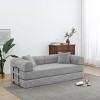 Convertible Sofa Couch with Cylindrical Pillows, Corduroy Folding Floor Sofa with Fixed-Shape Frame for Living Room-Maison Boucle - 2 of 4
