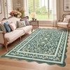 Scalloped Floral Rug Washable Non-Slip Boho Hallway Rug Soft Carpet for Kitchen, Bathroom, Laundry, Entryway - 3 of 4