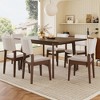 JANSNO 7-Piece Modern Dining Set with Solid Wood Rectangular Table & Linen Upholstered Chairs - 3 of 4