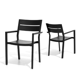 Pellebant 2pc Outdoor Modern Dining Chairs Aluminum Stackable - 1 of 4