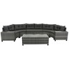 8-pieces Outdoor Wicker Round Sectional Curved Sofa Set with Rectangular Coffee Table - 3 of 4