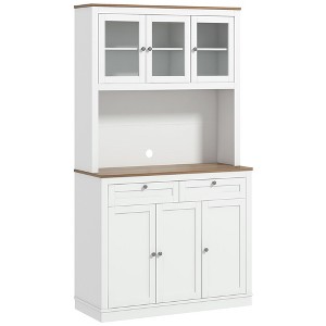 71" Kitchen Pantry Cabinet with Microwave Stand, Kitchen Hutch with 2 Drawers and Adjustable Shelves - 1 of 4