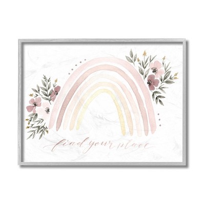 Stupell Industries Find Your Place Pink Floral Rainbow