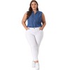 Agnes Orinda Women's Plus Size Pocket Sleeveless Button Down Work Summer Chambray Blouses - 3 of 4