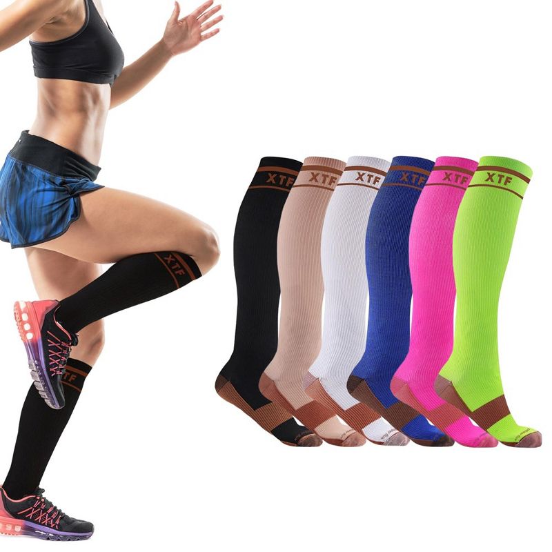 Extreme Fit Copper Compression Socks - Knee High for Running, Athtletics, Travel - 6 Pair, 2 of 5