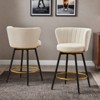 Counter Height Bar Stools Set of 2, 360° Swivel Upholstered Barstools with Backs and Metal Legs, 26" H Seat Height  - Leovsnove - 2 of 4