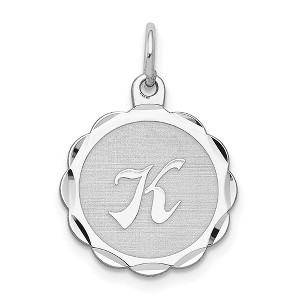 Black Bow Jewelry Sterling Silver, Sarah Collection 15mm Brocaded Disc Initial K Pendant - 1 of 4