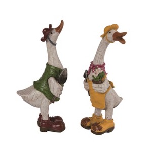 Transpac Multicolored Resin Duck Figurine Set of 2 Decorative Animal Figurines for Home and Garden Lovers - 1 of 1