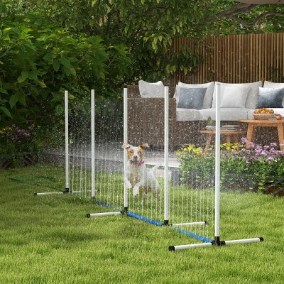 2 Piece Dog Agility Training Set with Weave Poles Water Spray Tube Whistle and Carry Bag for Outdoor Backyard Obstacle Course Exercise - LAOTIES