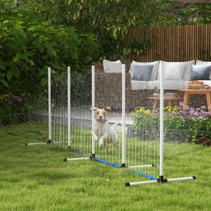 2 Piece Dog Agility Training Set with Weave Poles Water Spray Tube Whistle and Carry Bag for Outdoor Backyard Obstacle Course Exercise - LAOTIES - 1 of 4